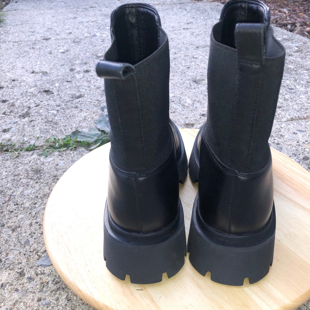 Schutz Chelsea Boots Black Womens 6.5 Chunky Grunge Billie Casual Thursday Biker - Picture 9 of 13